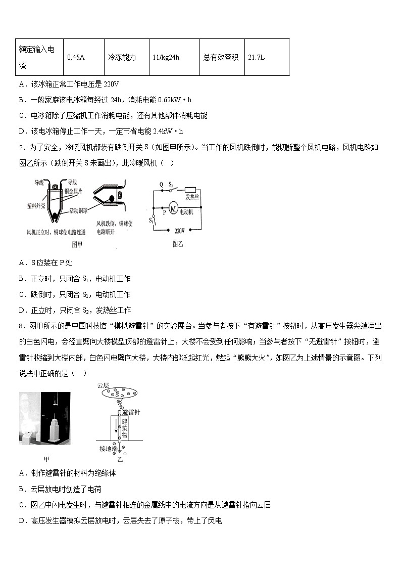 2023-2024学年黑龙江省哈尔滨市光华中学物理九年级第一学期期末统考模拟试题含答案03