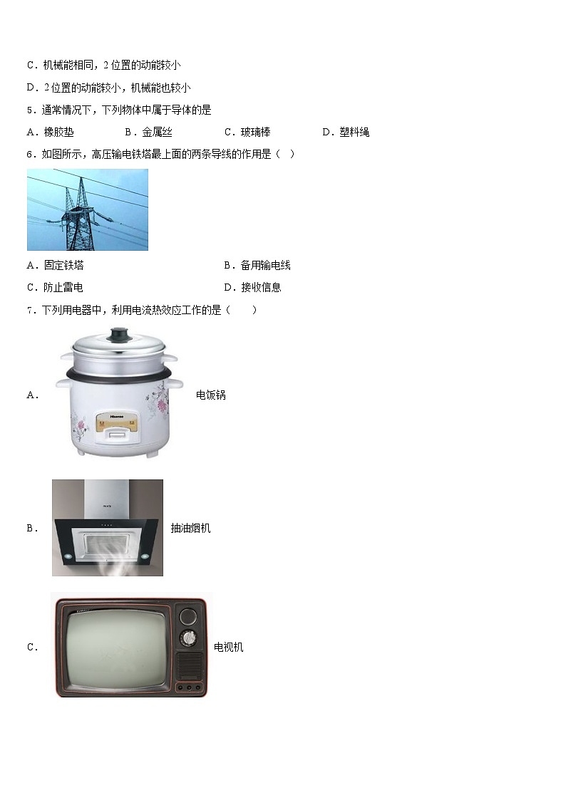2023-2024学年黄南市重点中学物理九上期末达标测试试题含答案02