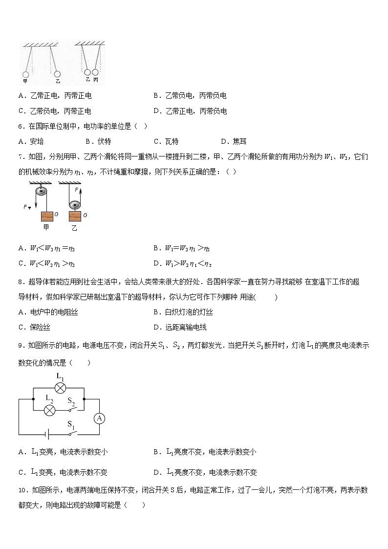 2023-2024学年青海省重点中学九年级物理第一学期期末联考模拟试题含答案02
