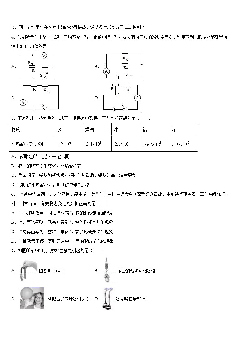 2023-2024学年黑龙江红光农场学校九上物理期末监测试题含答案02