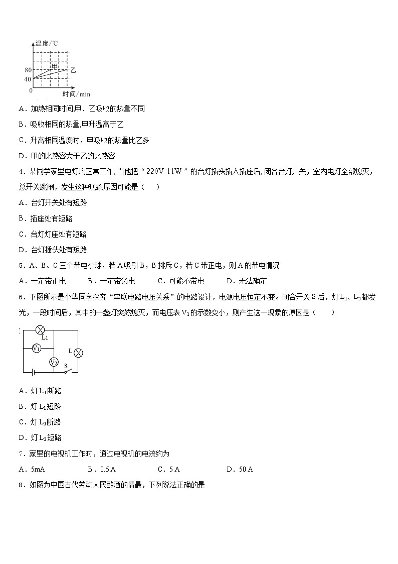 2023-2024学年黑龙江省大庆市大庆中学九上物理期末复习检测模拟试题含答案第2页