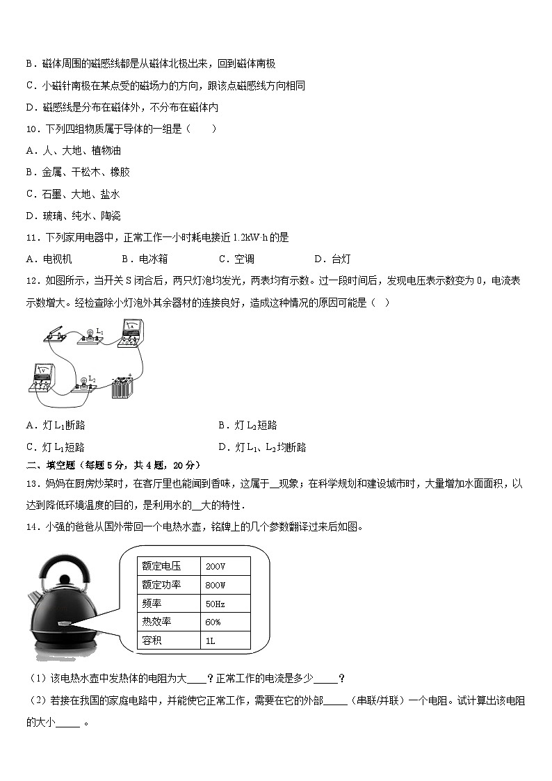 2023-2024学年黑龙江省大庆市九年级物理第一学期期末质量检测模拟试题含答案第3页