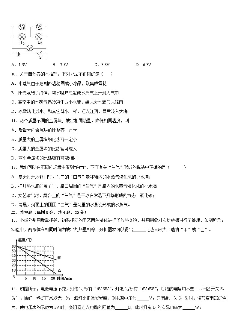 2023-2024学年黑龙江省鸡西市物理九上期末监测模拟试题含答案第3页