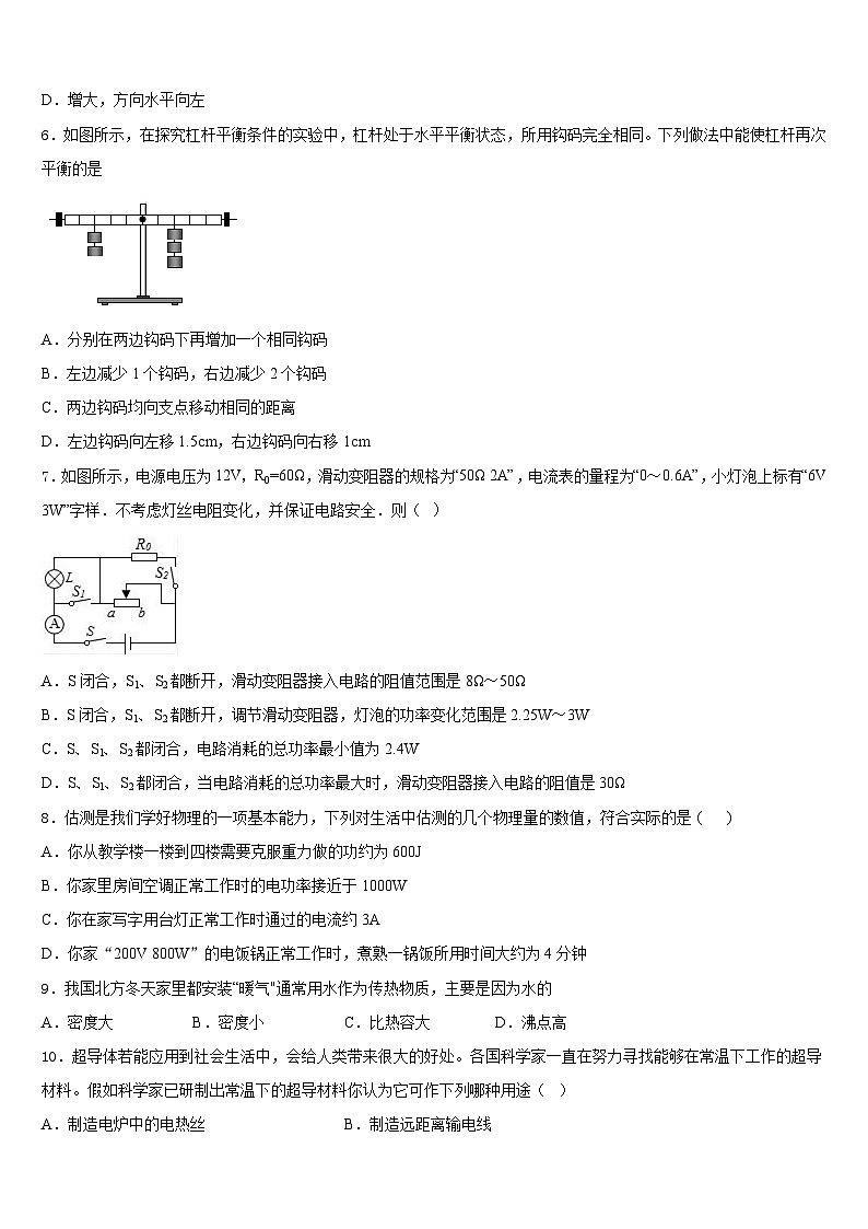 2023-2024学年黑龙江省龙江县物理九年级第一学期期末调研试题含答案第2页