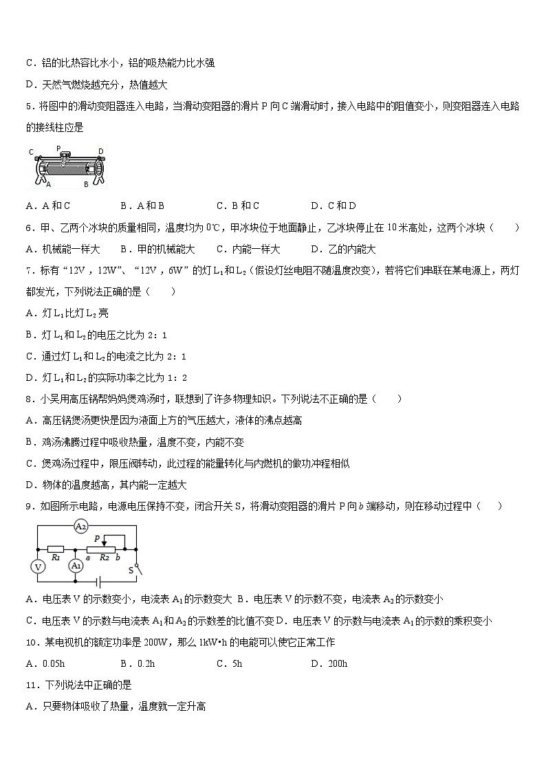 2023-2024学年黑龙江省讷河市实验学校物理九上期末联考试题含答案第2页