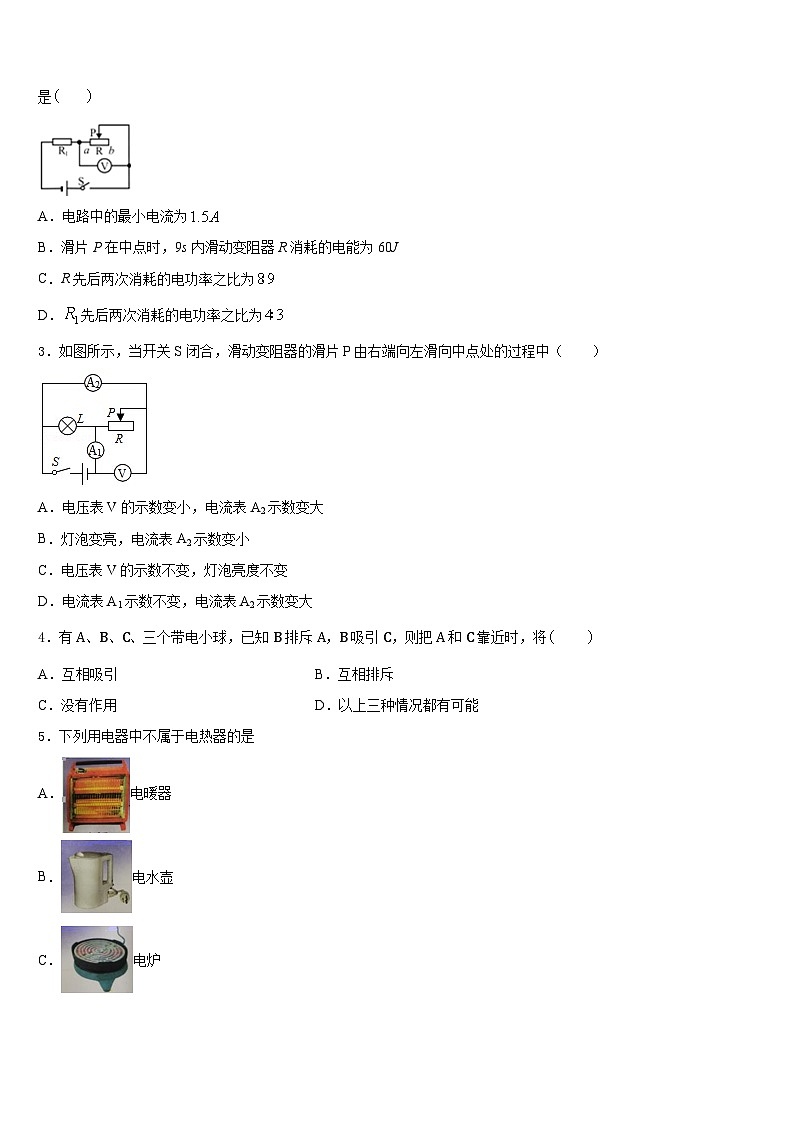 上海外国语大附属外国语学校2023-2024学年物理九年级第一学期期末教学质量检测试题含答案第2页