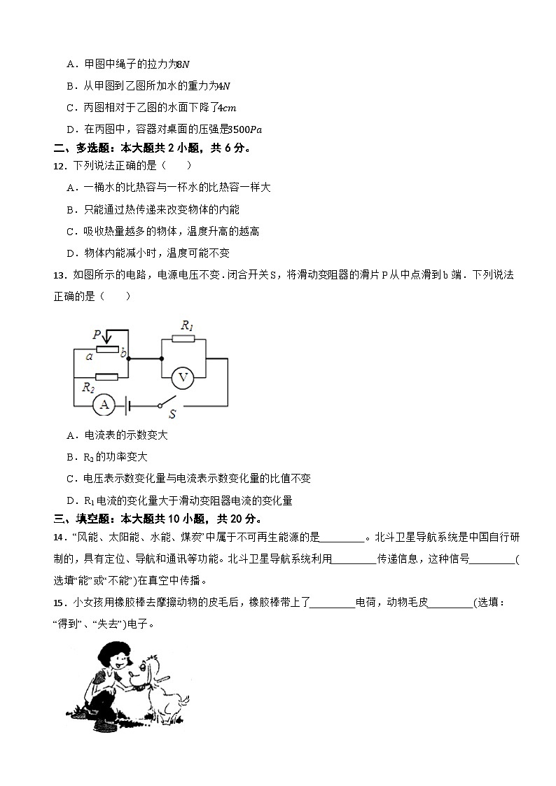 黑龙江省齐齐哈尔市铁锋区2023-2024学年物理九年级上册期末试卷第3页