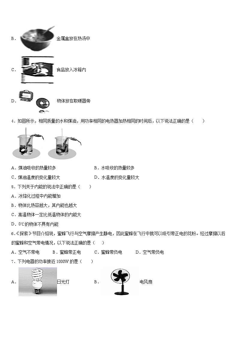上海民办日日学校2023-2024学年物理九年级第一学期期末学业质量监测试题含答案02
