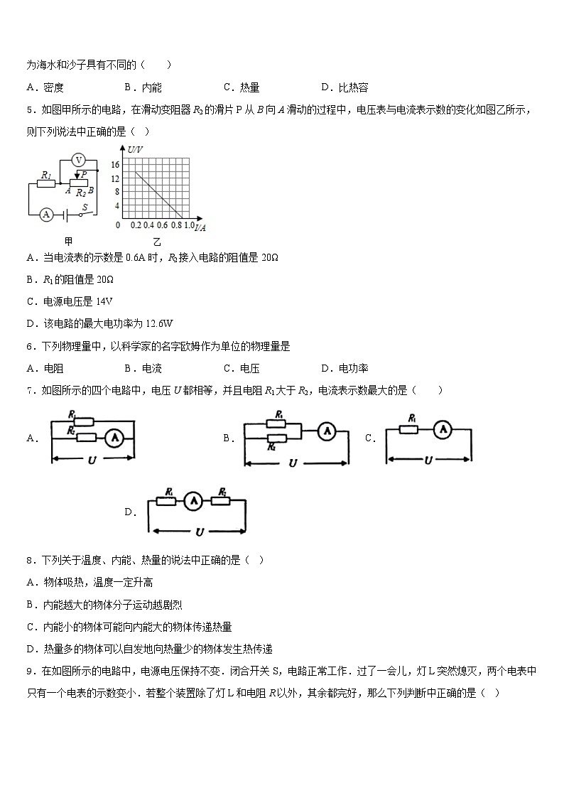 上海市松江区第七中学2023-2024学年物理九年级第一学期期末达标检测试题含答案第2页