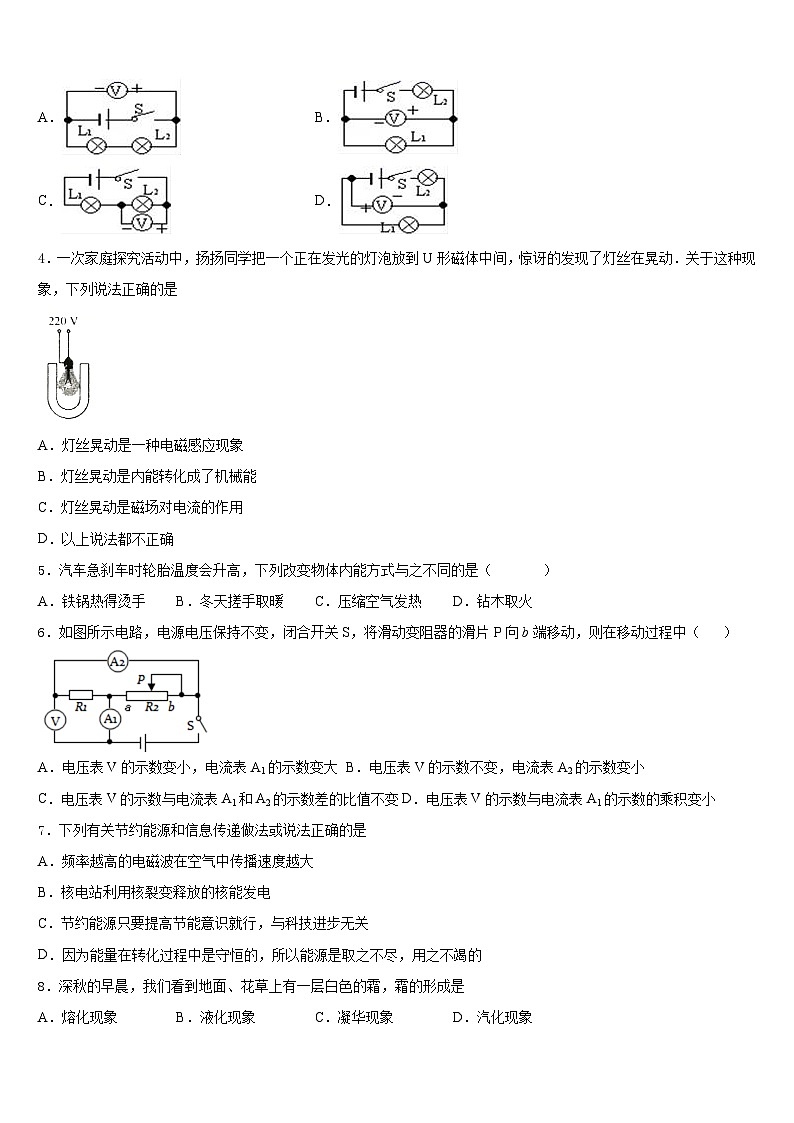 云南省泸西县2023-2024学年物理九上期末联考模拟试题含答案第2页