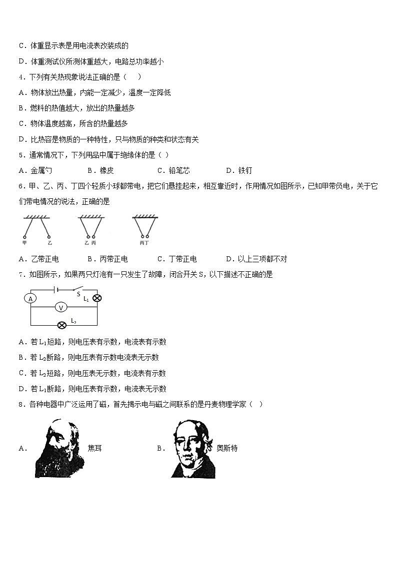 云南省玉溪市红塔区2023-2024学年九上物理期末质量跟踪监视模拟试题含答案第2页