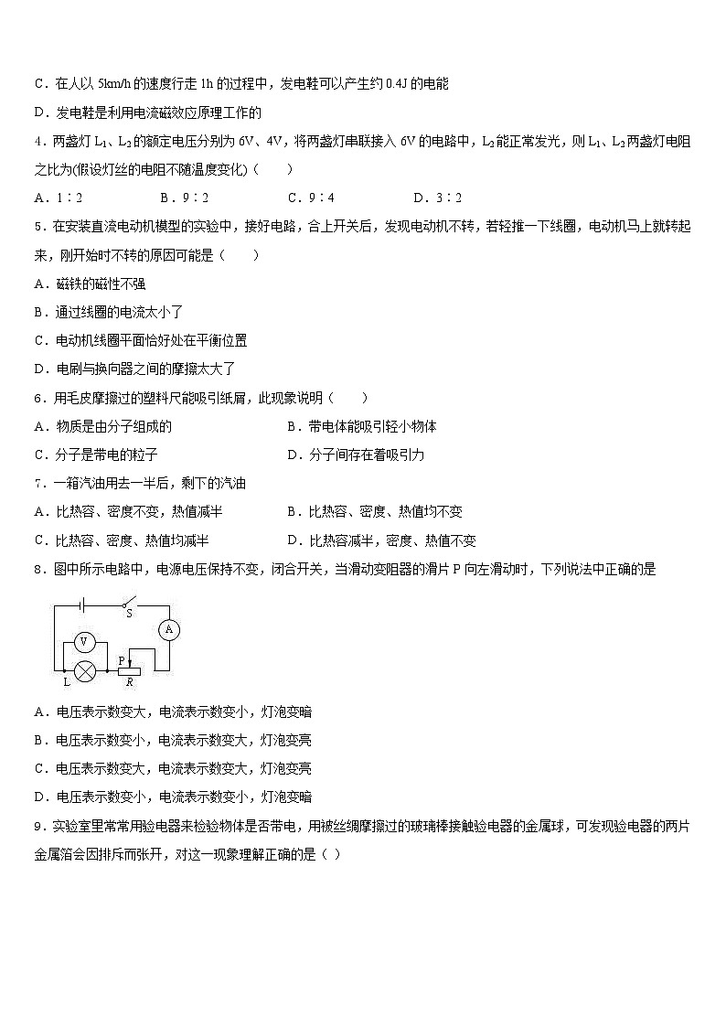 内蒙古巴彦淖尔市名校2023-2024学年物理九上期末质量检测试题含答案02