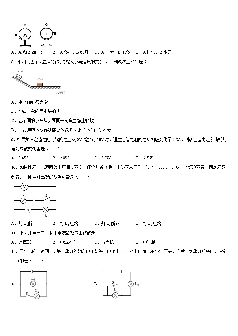 北京市高级中学等学校2023-2024学年物理九年级第一学期期末学业质量监测模拟试题含答案第3页