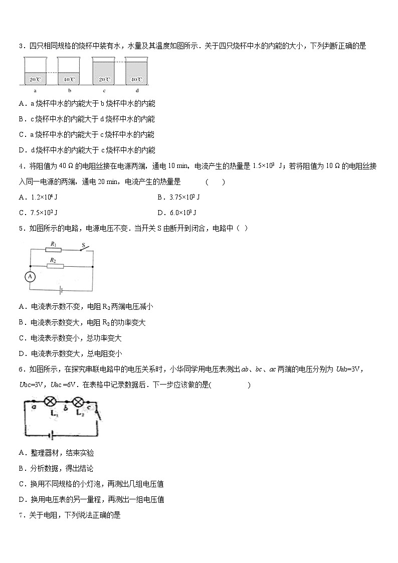 北京市海淀中学2023-2024学年物理九年级第一学期期末质量检测模拟试题含答案02