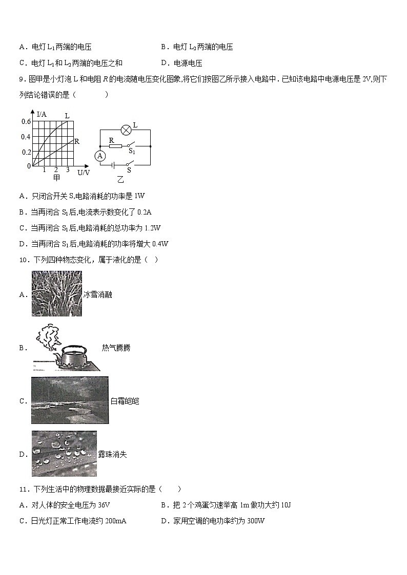 北京市西城区名校2023-2024学年九上物理期末质量检测试题含答案03