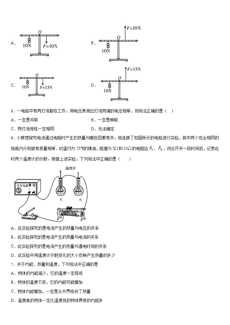 南师附中集团2023-2024学年九年级物理第一学期期末检测试题含答案第2页