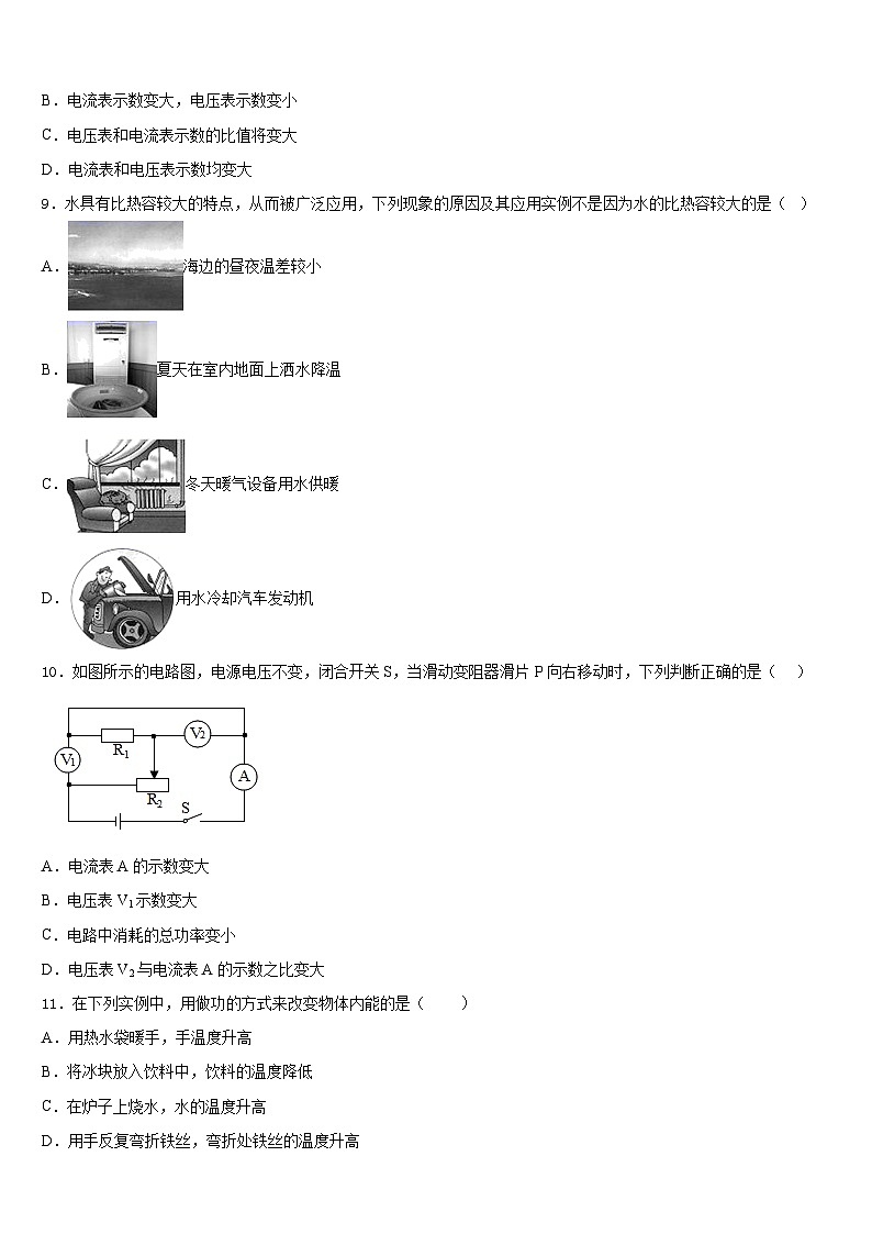 吉林省大安县联考2023-2024学年物理九上期末学业质量监测模拟试题含答案03