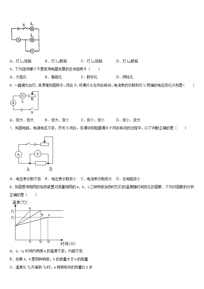 吉林省长春市汽车经济技术开发区2023-2024学年物理九年级第一学期期末质量检测试题含答案02