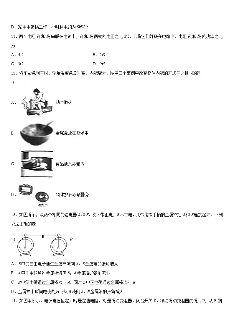 吉林省延边朝鲜族自治州名校2023-2024学年九年级物理第一学期期末监测模拟试题含答案第3页