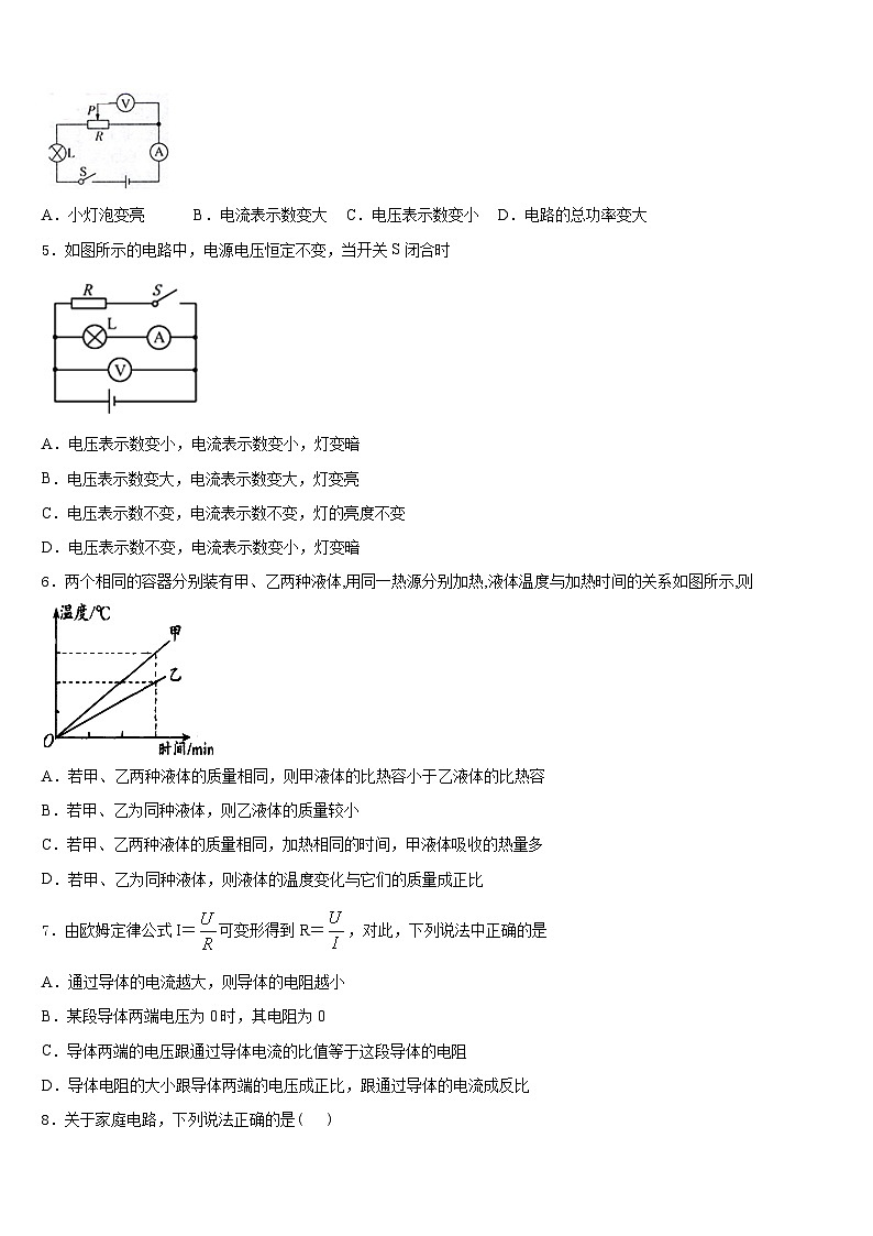 吉林省长春市实验中学2023-2024学年九年级物理第一学期期末经典试题含答案02