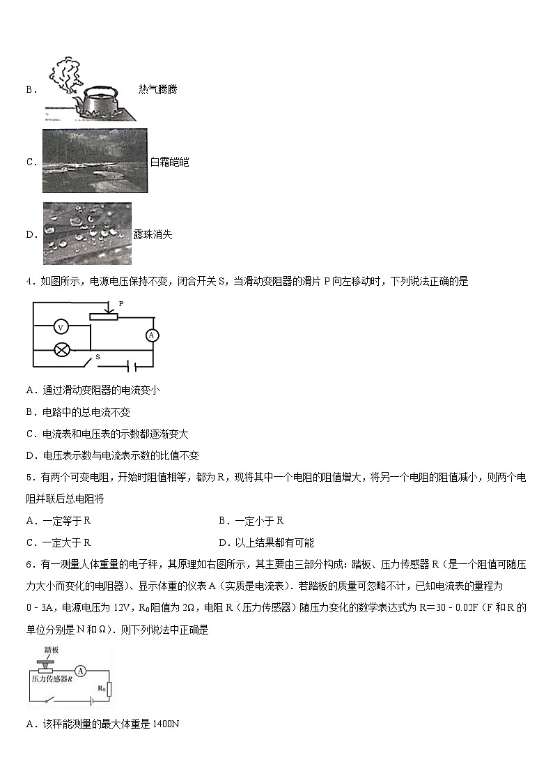 吉林省松原市宁江区第四中学2023-2024学年物理九年级第一学期期末质量检测模拟试题含答案第2页