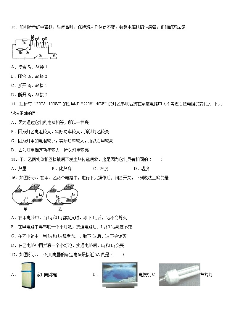 四川省宜宾市观音片区2023-2024学年物理九上期末质量跟踪监视模拟试题含答案第3页