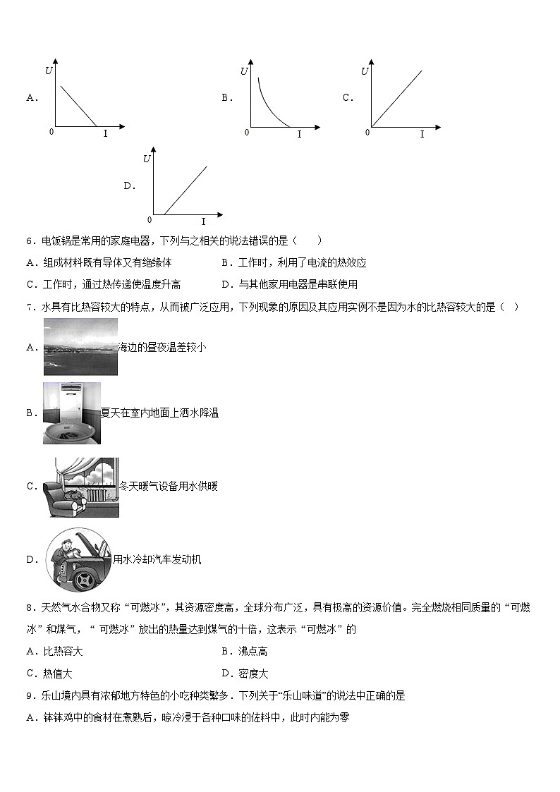 咸阳市重点中学2023-2024学年九年级物理第一学期期末教学质量检测模拟试题含答案第2页