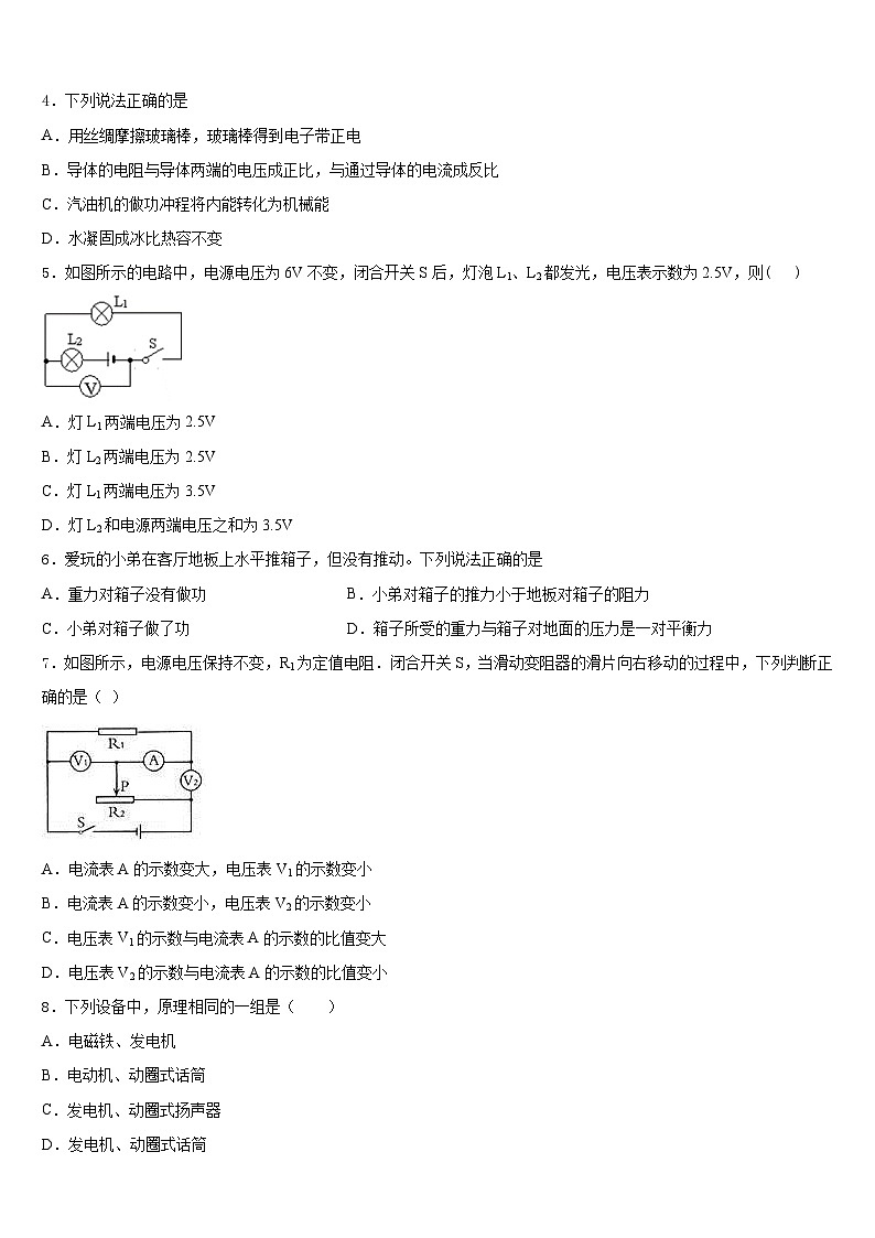 四川省南充市阆中学2023-2024学年物理九上期末综合测试试题含答案第2页