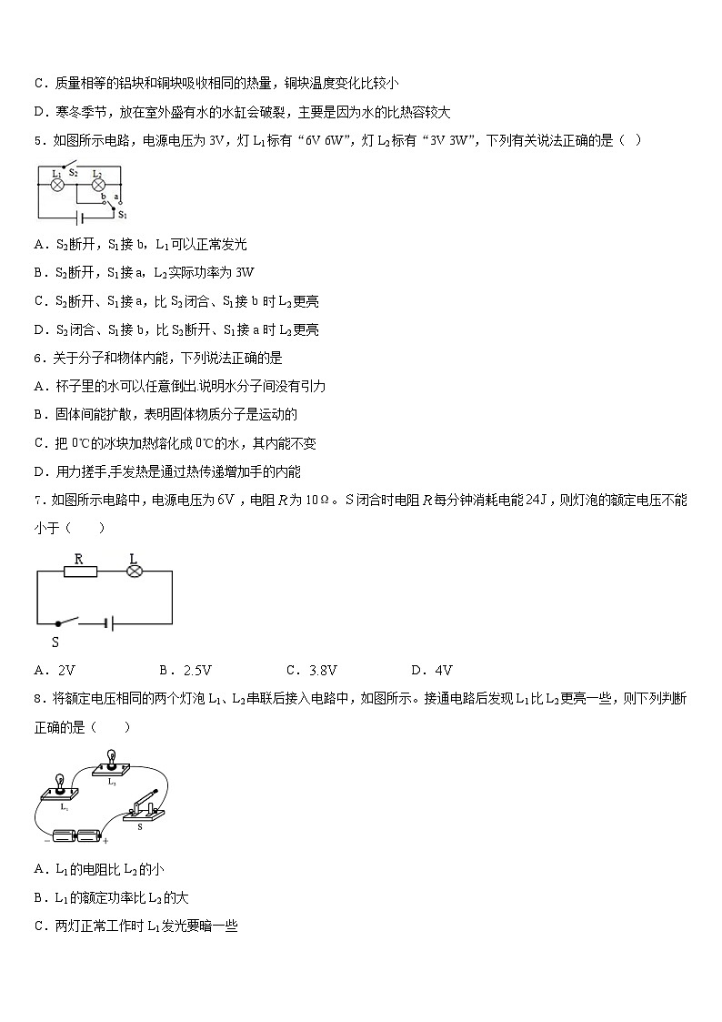 四川省成都七中育才学校2023-2024学年物理九年级第一学期期末调研试题含答案第2页