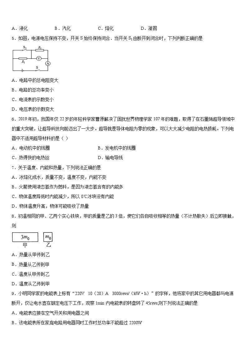 四川省成都市部分学校2023-2024学年物理九上期末质量跟踪监视模拟试题含答案02