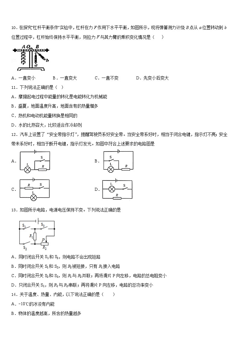 四川省广汉中学2023-2024学年九年级物理第一学期期末联考模拟试题含答案第3页