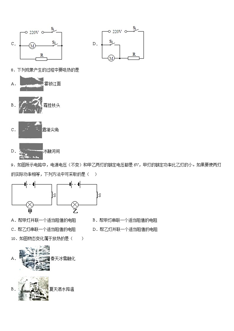 四川省眉山市东坡中学2023-2024学年九年级物理第一学期期末教学质量检测试题含答案03