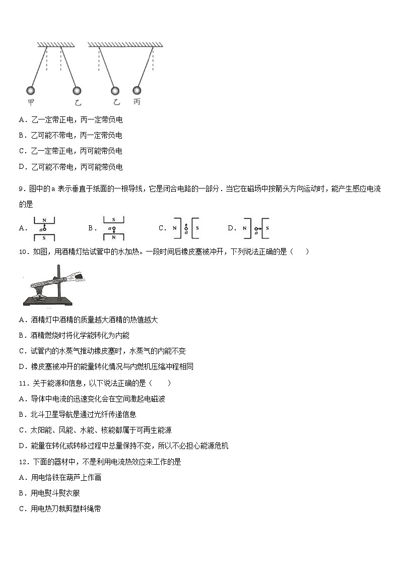 四川省阿坝市2023-2024学年九上物理期末质量跟踪监视试题含答案第3页