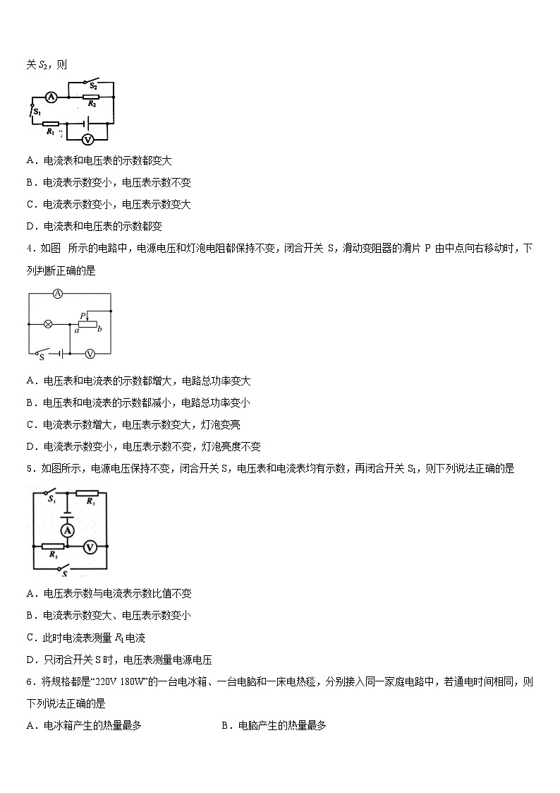 四川省通江县涪阳中学2023-2024学年物理九年级第一学期期末调研试题含答案第2页