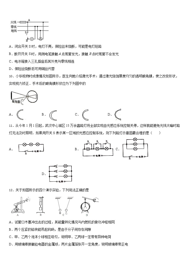 四川省雅安市2023-2024学年九年级物理第一学期期末监测试题含答案第3页