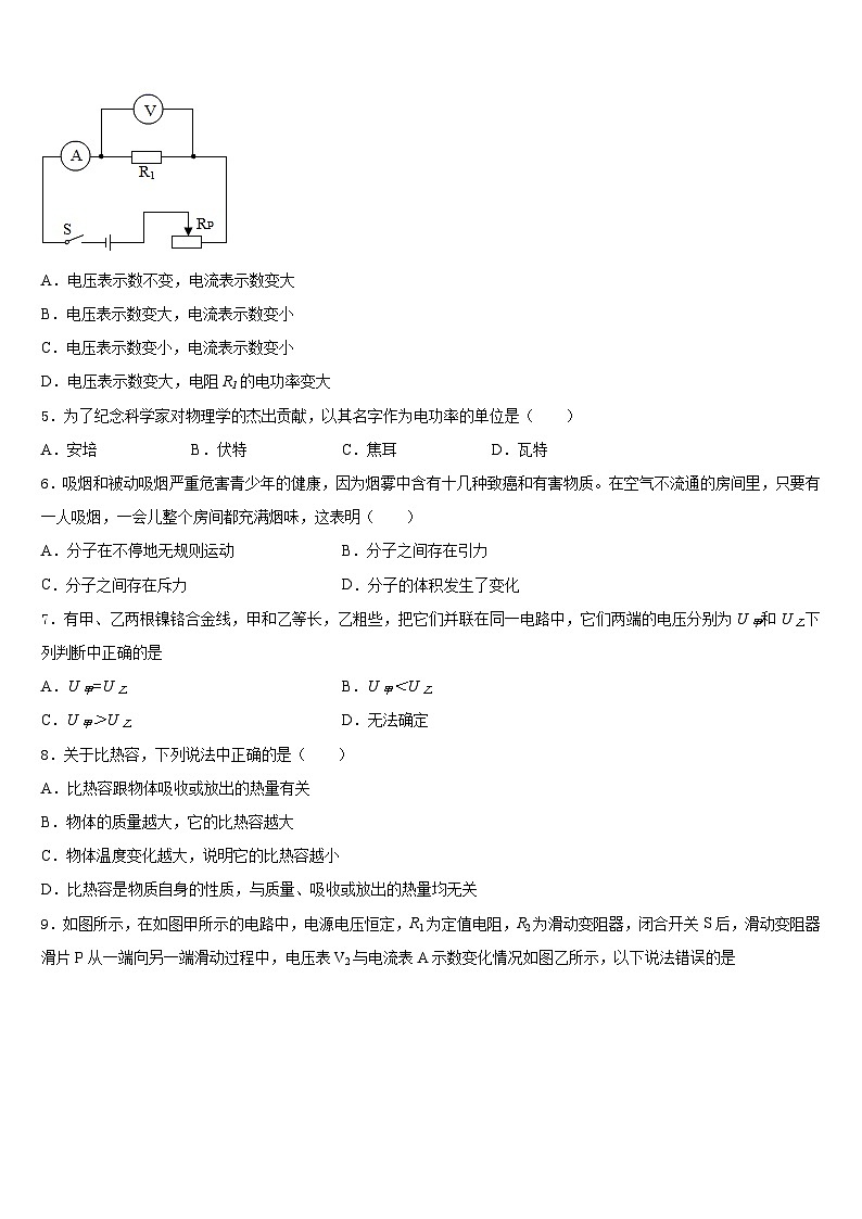 四川省资阳市名校2023-2024学年物理九上期末检测试题含答案第2页