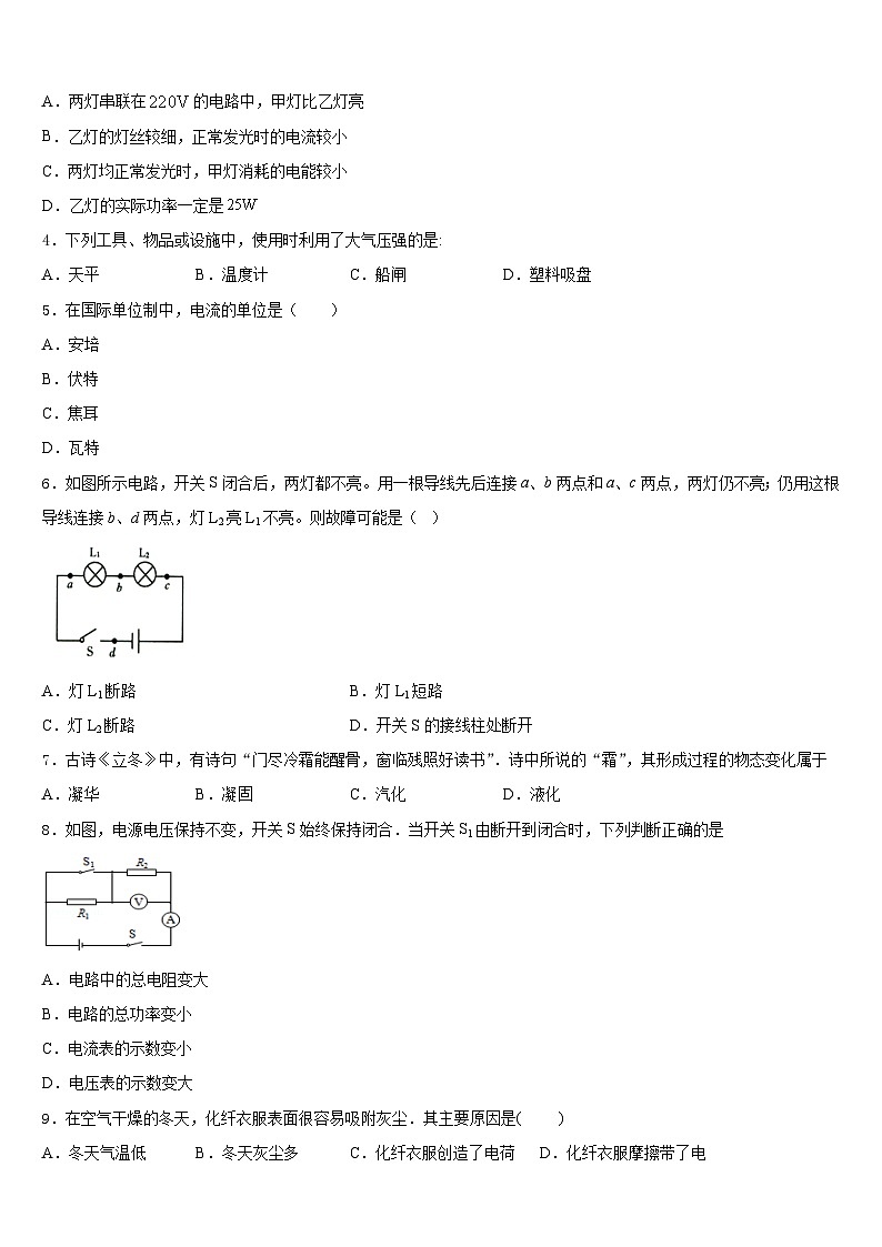 天津市宁河区北淮淀镇中学2023-2024学年九年级物理第一学期期末统考试题含答案02