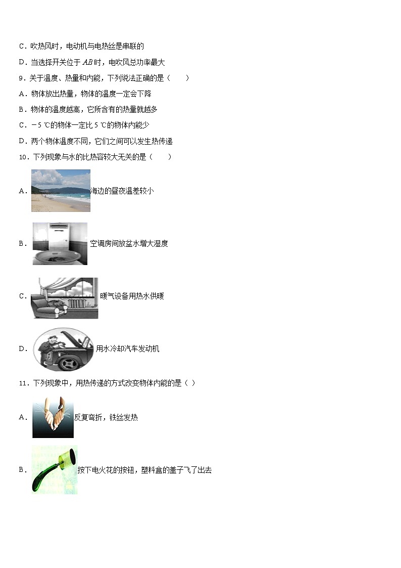 安徽无为尚文学校2023-2024学年九上物理期末经典模拟试题含答案03