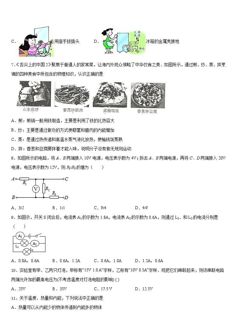 天津市滨海新区第四共同体2023-2024学年九上物理期末教学质量检测模拟试题含答案第3页