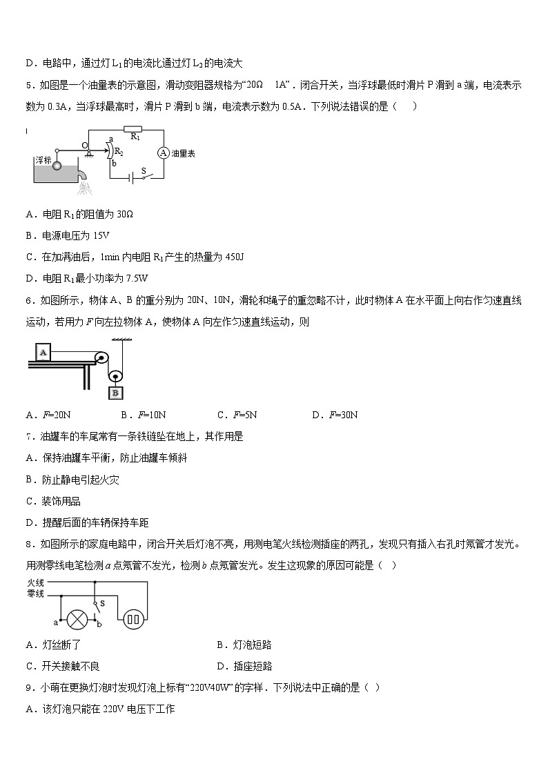 2023-2024学年黑龙江省黑河市物理九年级第一学期期末学业水平测试试题含答案第2页