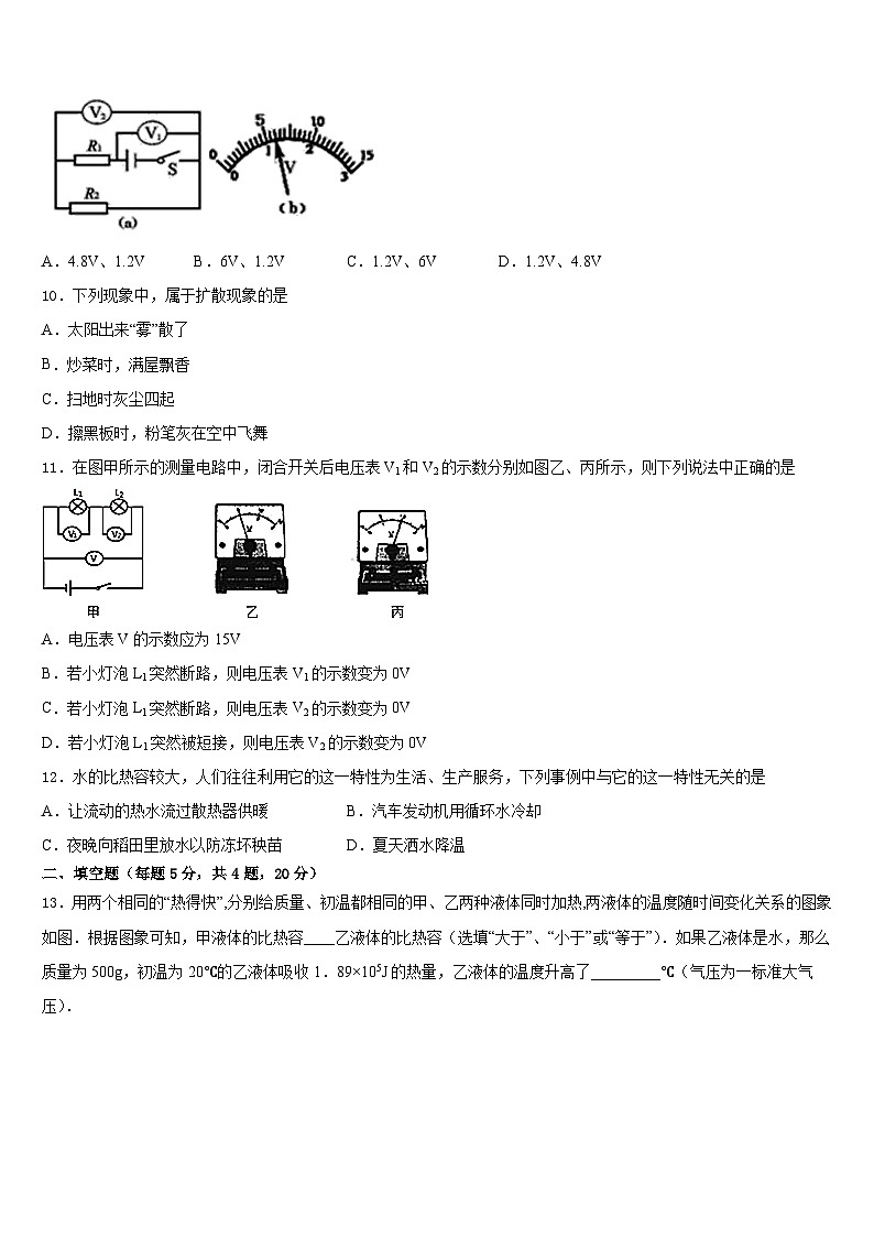 上海市部分区2023-2024学年物理九年级第一学期期末学业水平测试试题含答案03