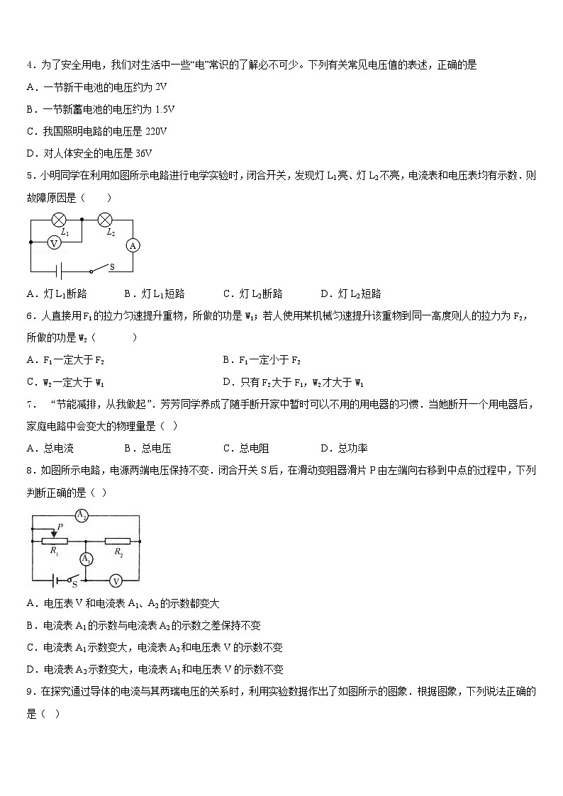 天津市育华实验中学2023-2024学年物理九上期末学业水平测试模拟试题含答案第2页