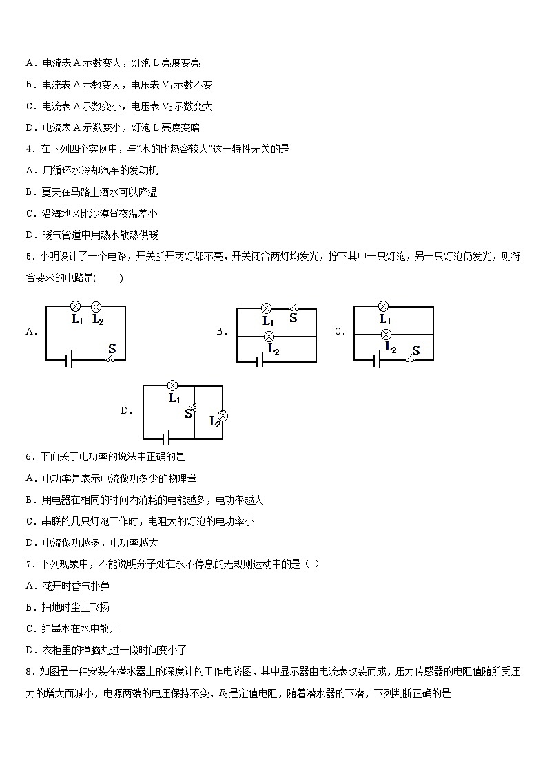 安徽省毫州利辛县联考2023-2024学年物理九年级第一学期期末检测试题含答案第2页