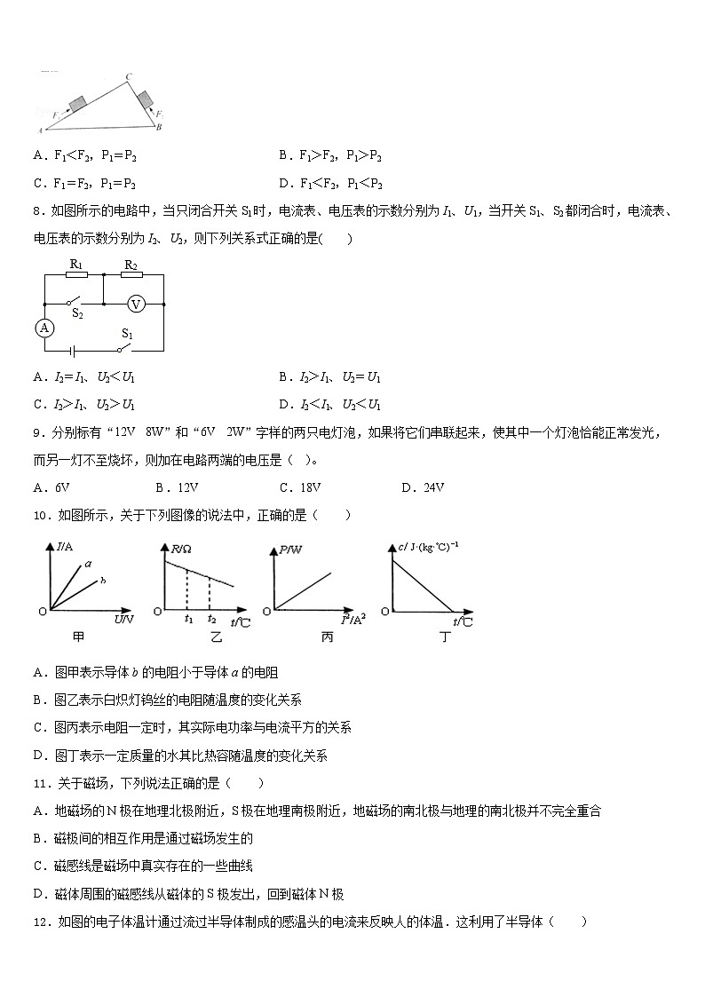 山东省安丘市红沙沟镇红沙沟中学2023-2024学年物理九上期末检测模拟试题含答案第3页