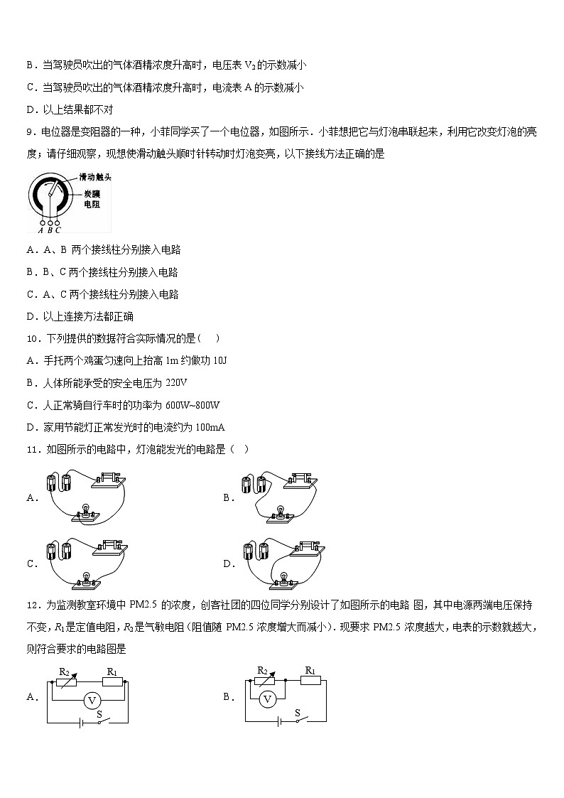 山东省临沂市罗庄区2023-2024学年物理九年级第一学期期末统考模拟试题含答案第3页