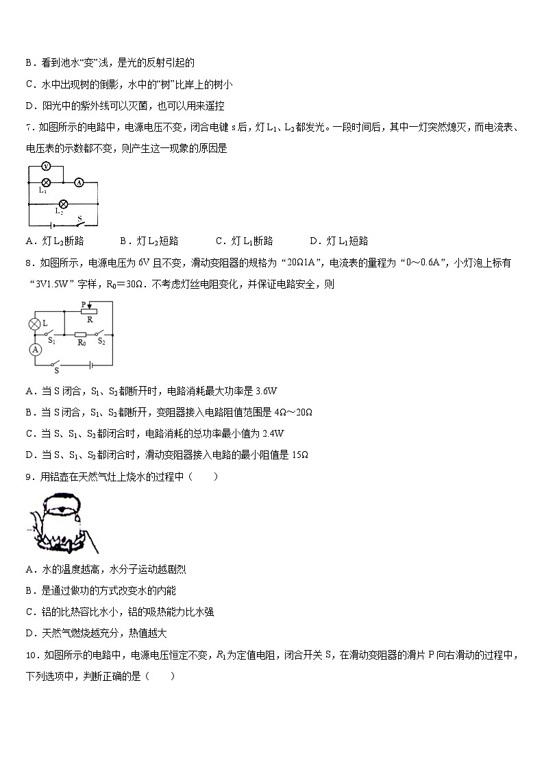 山东省滨州市邹平双语学校2023-2024学年物理九年级第一学期期末复习检测模拟试题含答案02