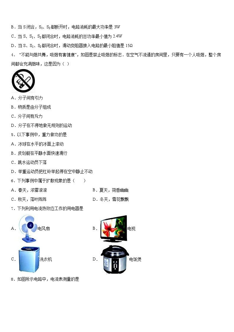 山东省济宁嘉祥县联考2023-2024学年物理九年级第一学期期末学业质量监测试题含答案02