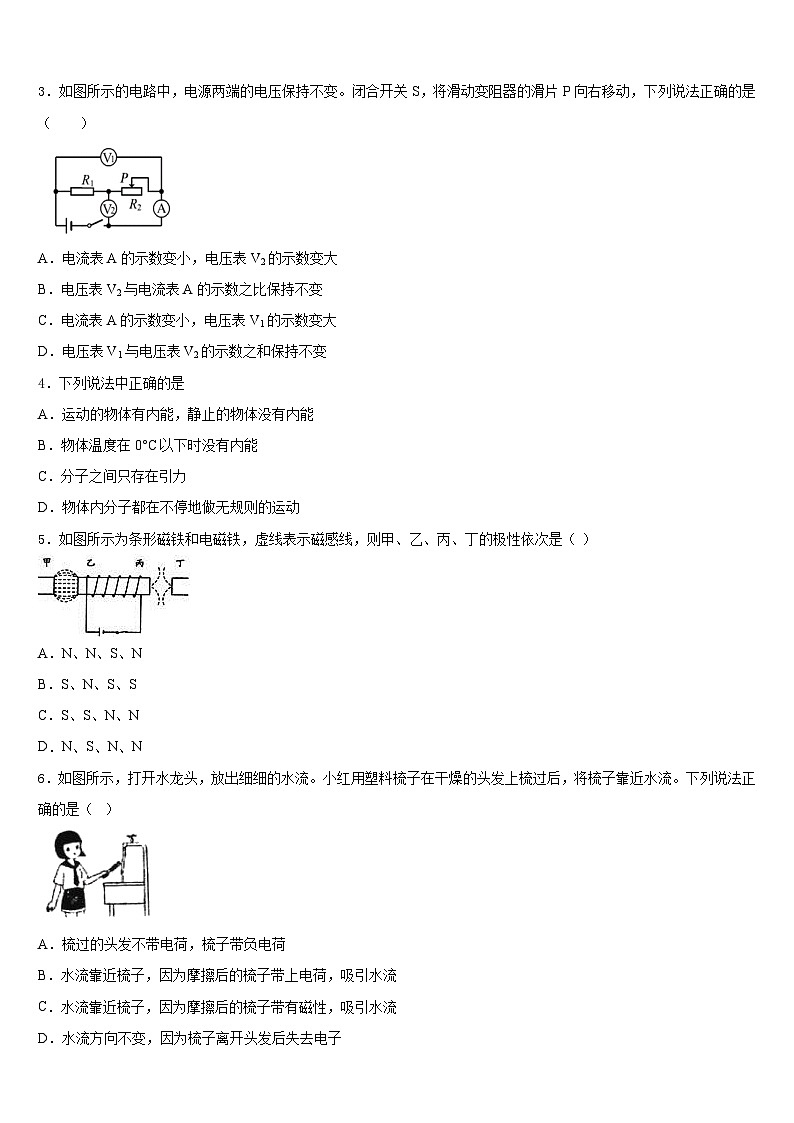 山东省聊城临清市2023-2024学年九年级物理第一学期期末联考试题含答案02