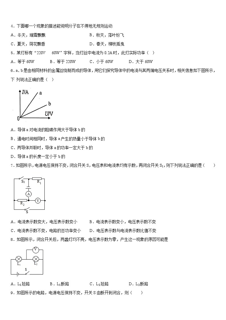 山东省烟台市、龙口市2023-2024学年九上物理期末教学质量检测模拟试题含答案02
