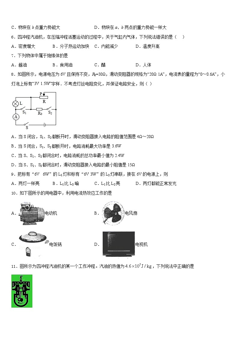 山东省青岛市胶州市2023-2024学年九年级物理第一学期期末监测试题含答案第3页